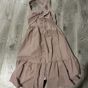 Anthropologie Maeve Brown Gingham Dress